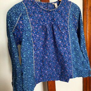 Crop swing blouse J Crew mutli pattern cotton lawn